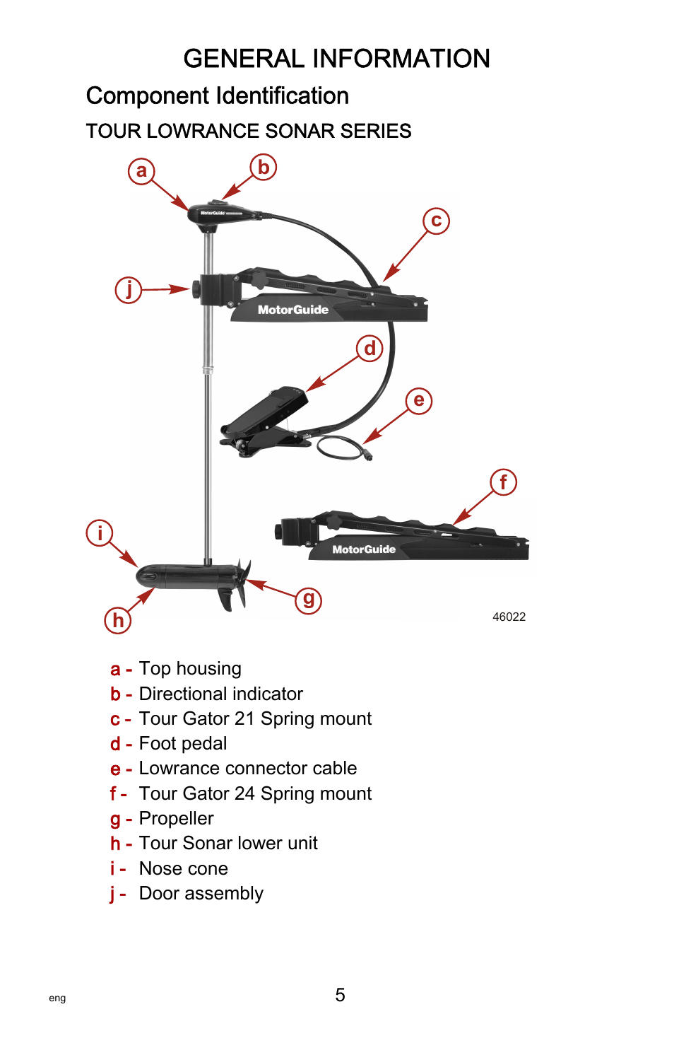 General information, Component identification | MotorGuide Tour Series User Manual | Page 9 / 37