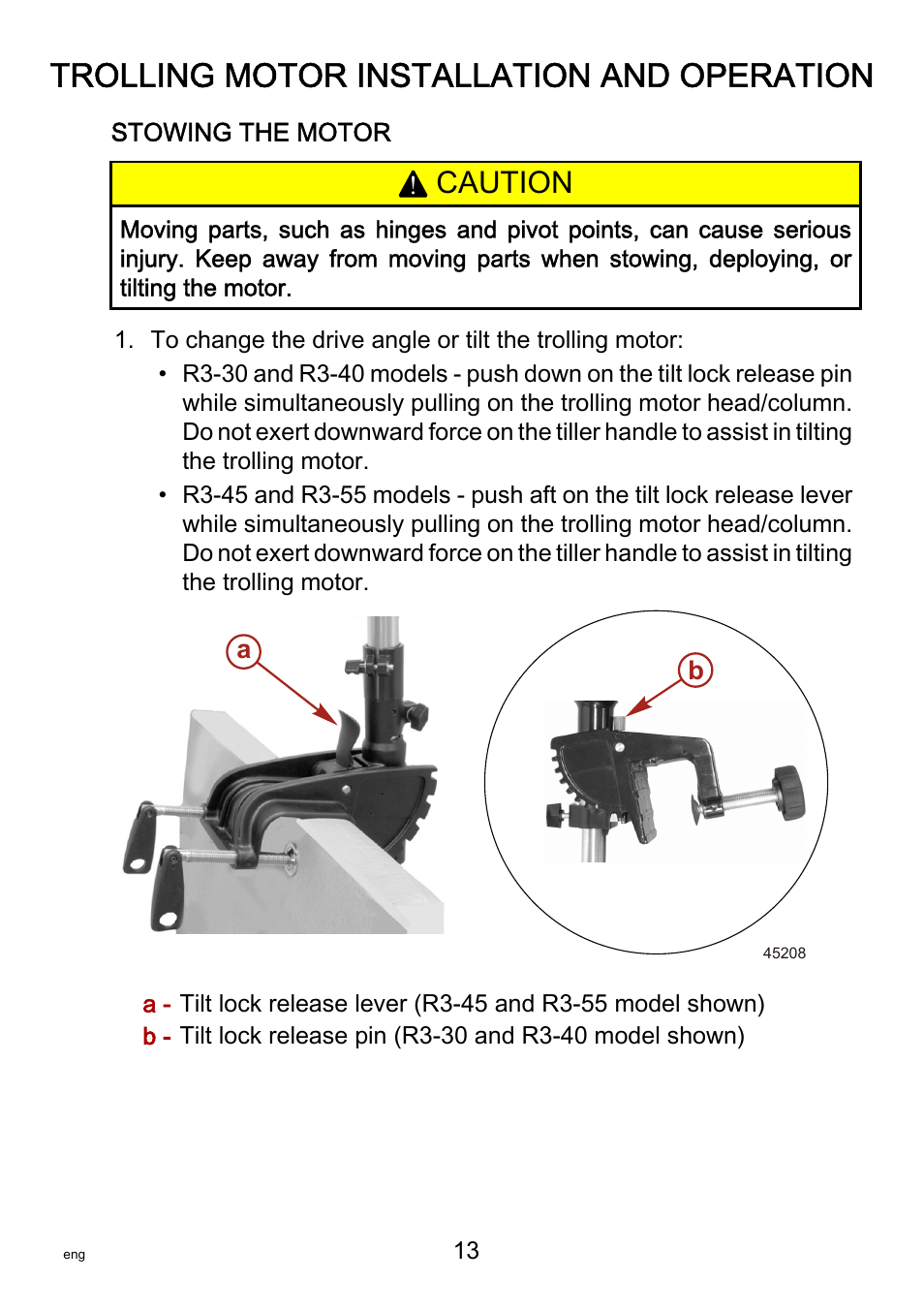 Trolling motor installation and operation, Caution | MotorGuide R3-30 User Manual | Page 17 / 29