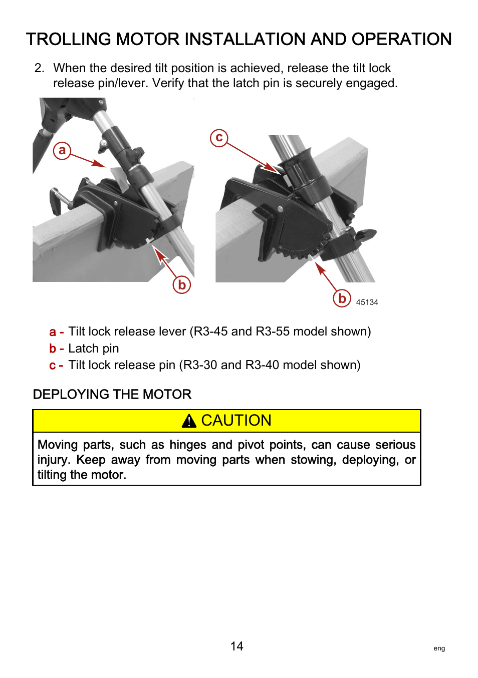 Trolling motor installation and operation, Caution | MotorGuide R3-30 User Manual | Page 18 / 29