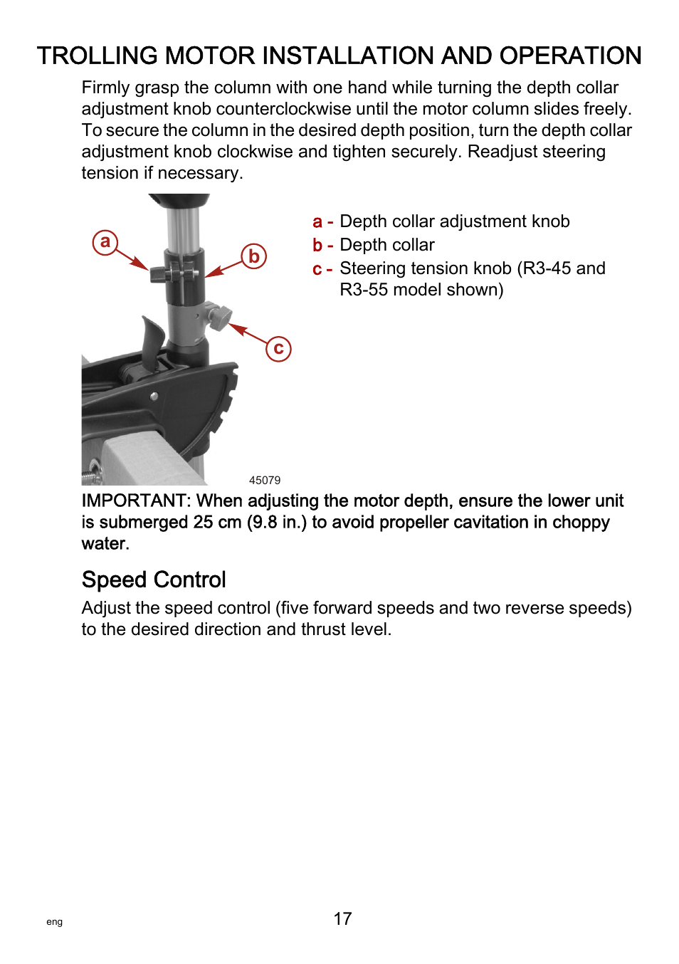 Speed control, Trolling motor installation and operation | MotorGuide R3-30 User Manual | Page 21 / 29