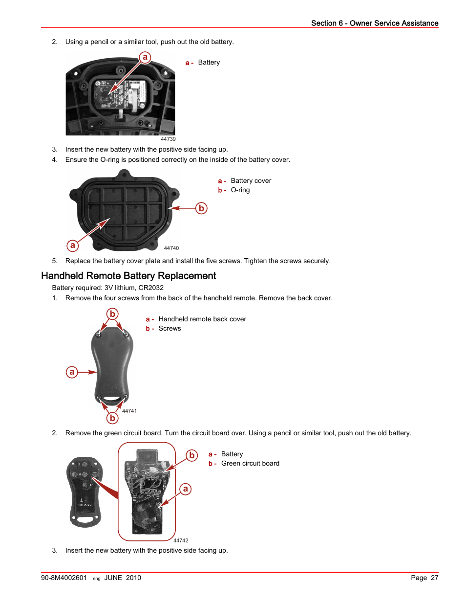 Handheld remote battery replacement, Ab b | MotorGuide Wireless User Manual | Page 31 / 32