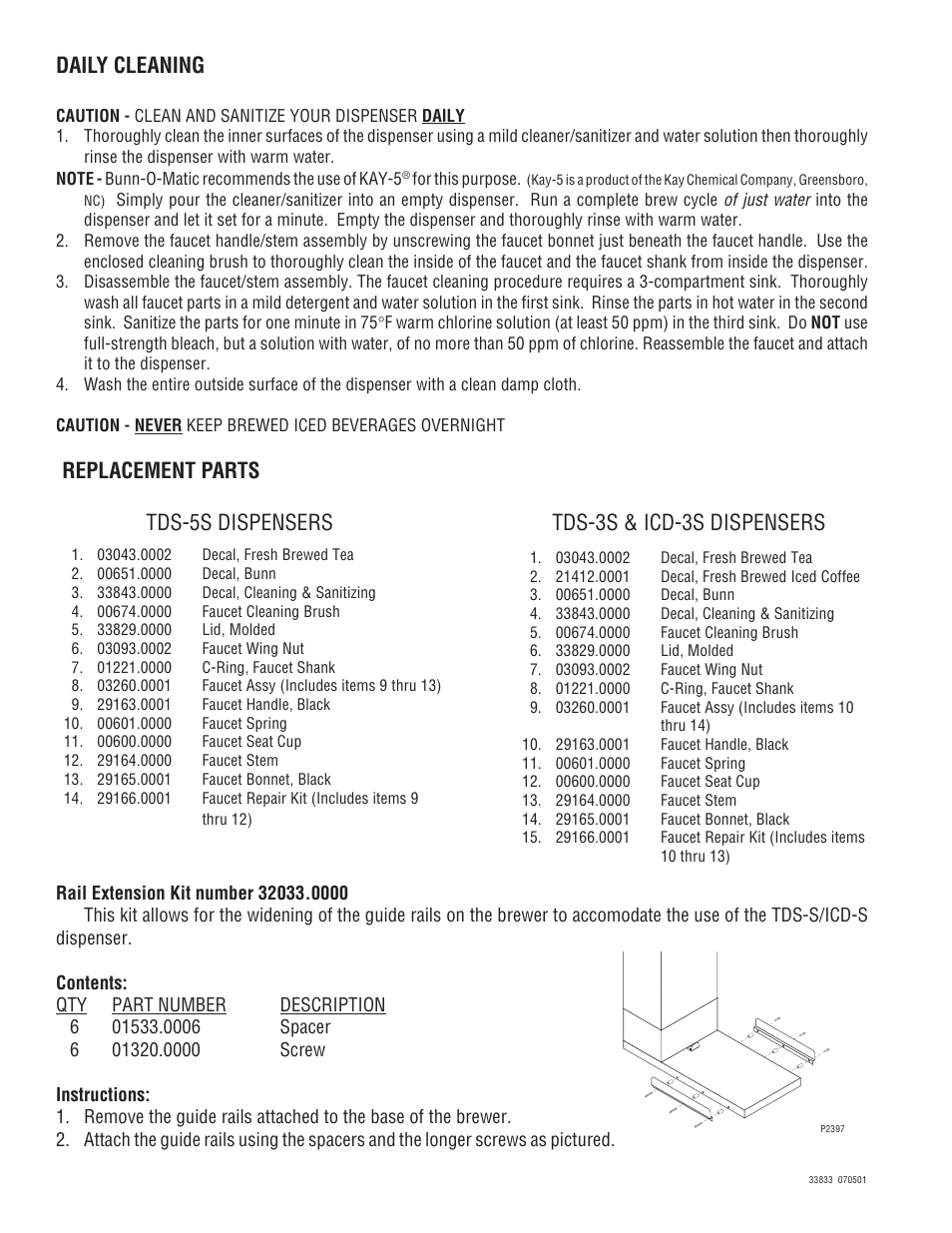 Daily cleaning | Bunn TDS-3S User Manual | Page 2 / 3