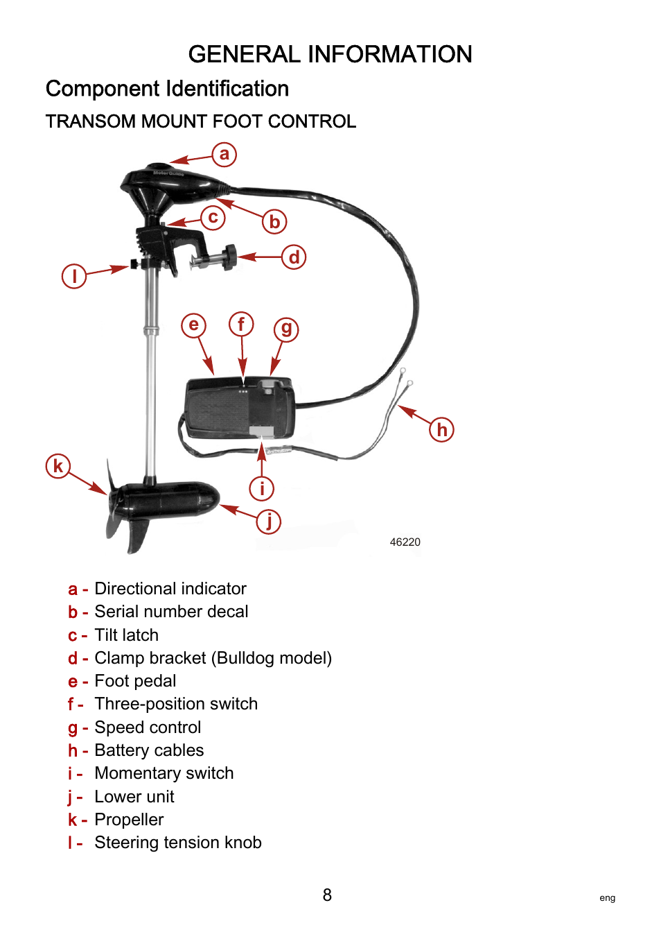 Component identification, General information | MotorGuide Saltwater User Manual | Page 12 / 41