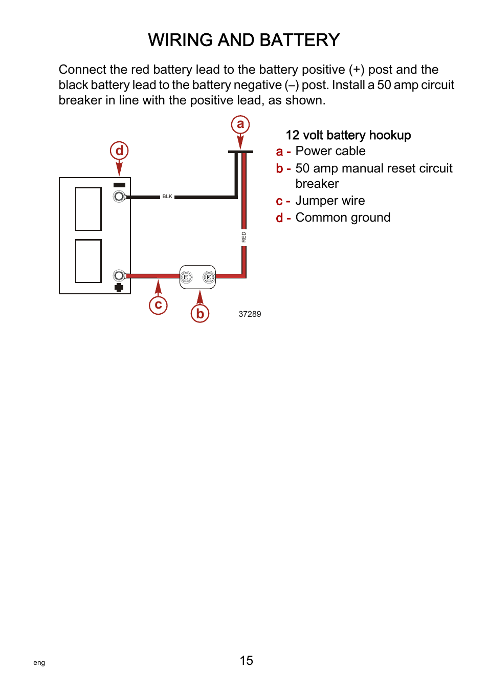 Wiring and battery, Ab c d | MotorGuide Saltwater User Manual | Page 19 / 41