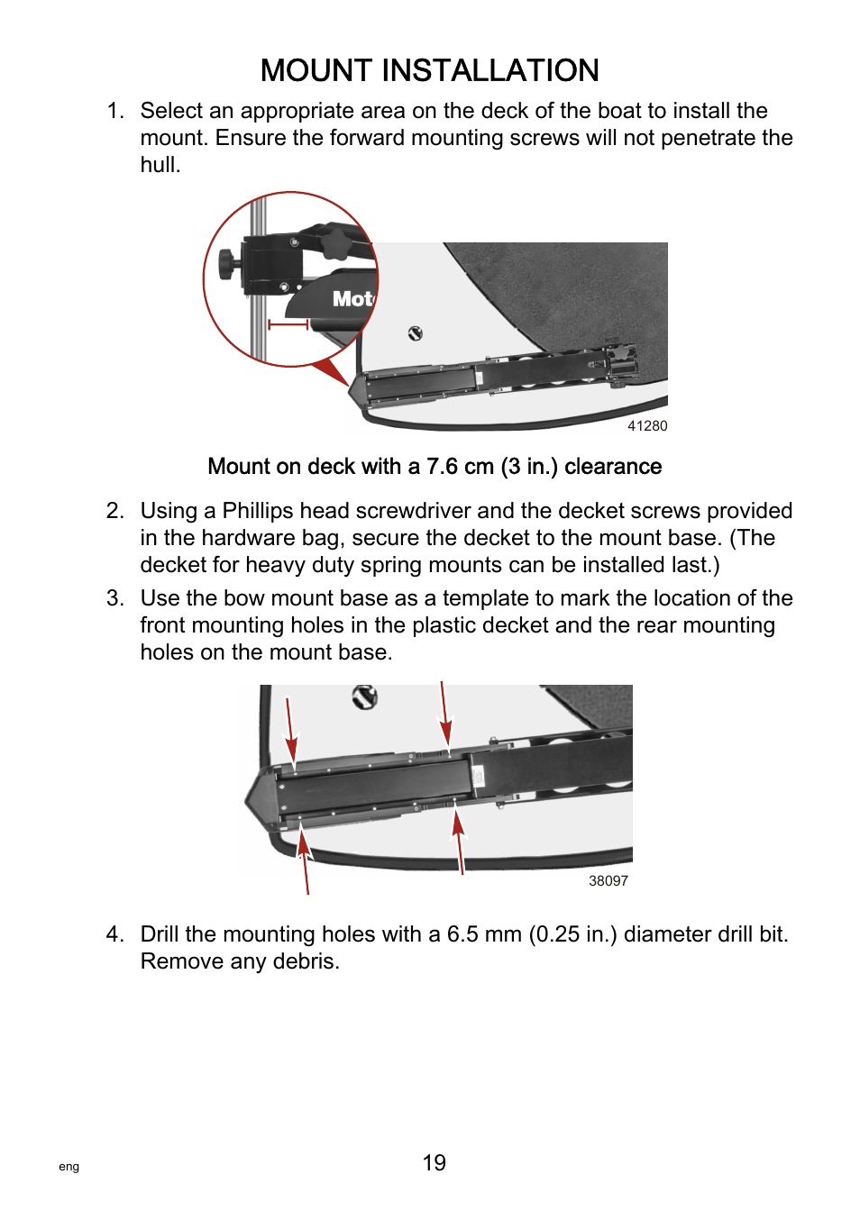 Mount installation | MotorGuide Saltwater User Manual | Page 23 / 41