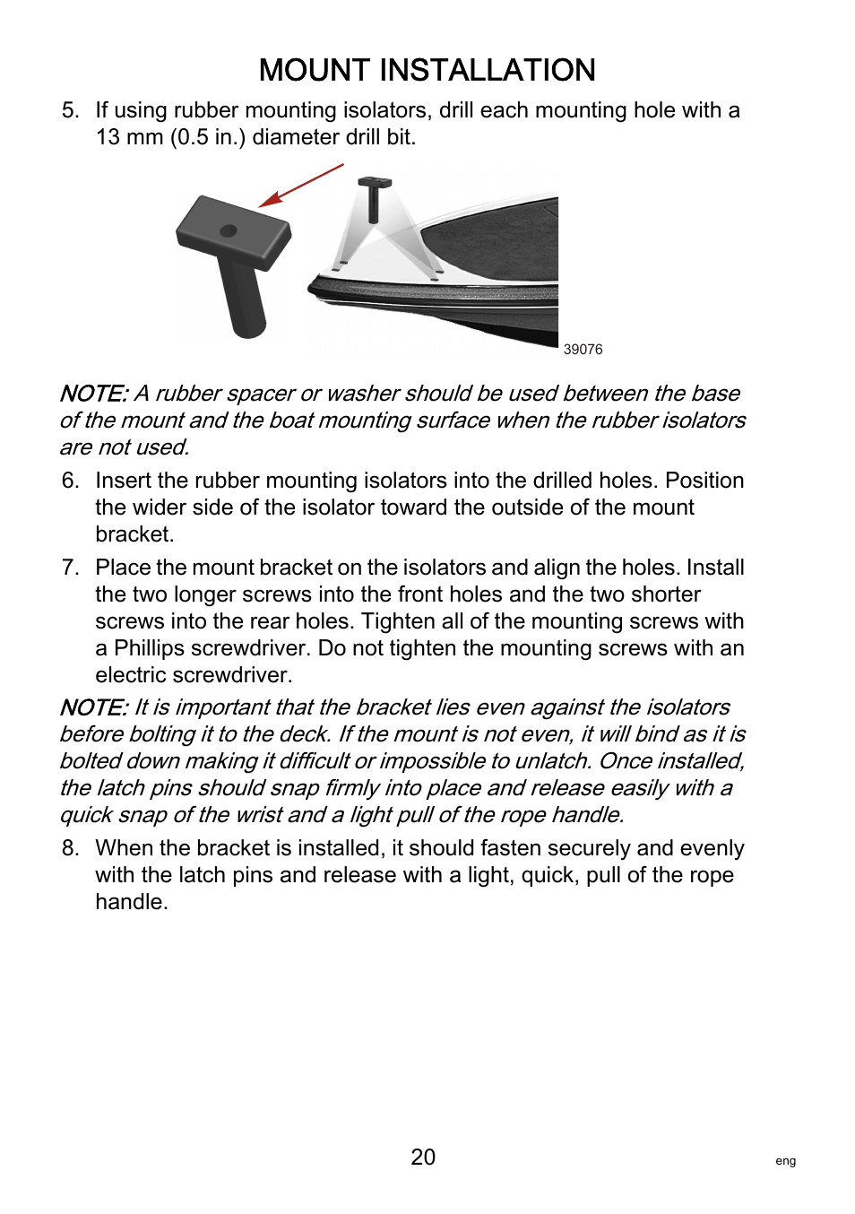 Mount installation | MotorGuide Saltwater User Manual | Page 24 / 41