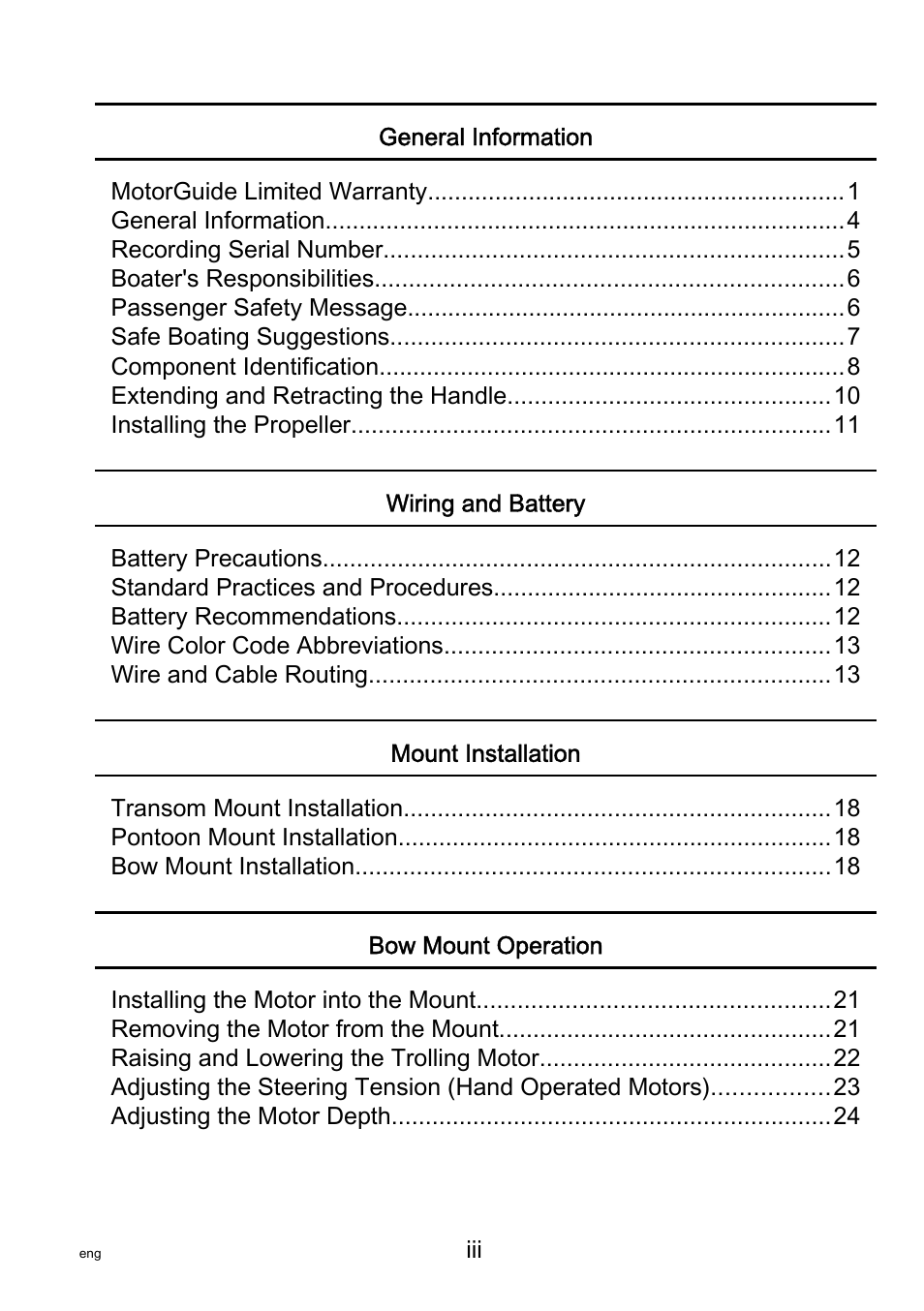 MotorGuide Saltwater User Manual | Page 3 / 41