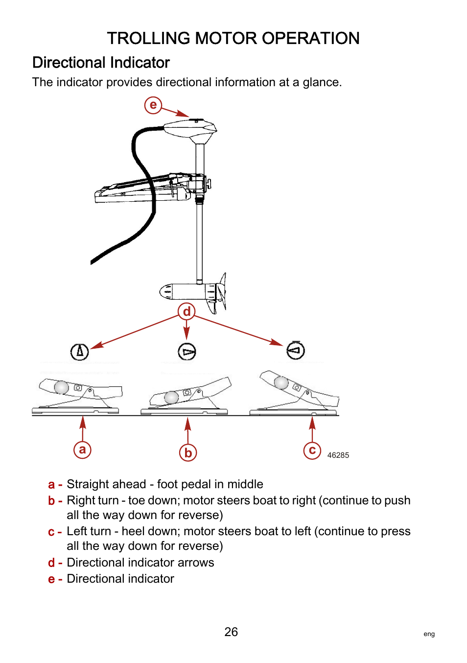 Trolling motor operation, Directional indicator | MotorGuide Saltwater User Manual | Page 30 / 41