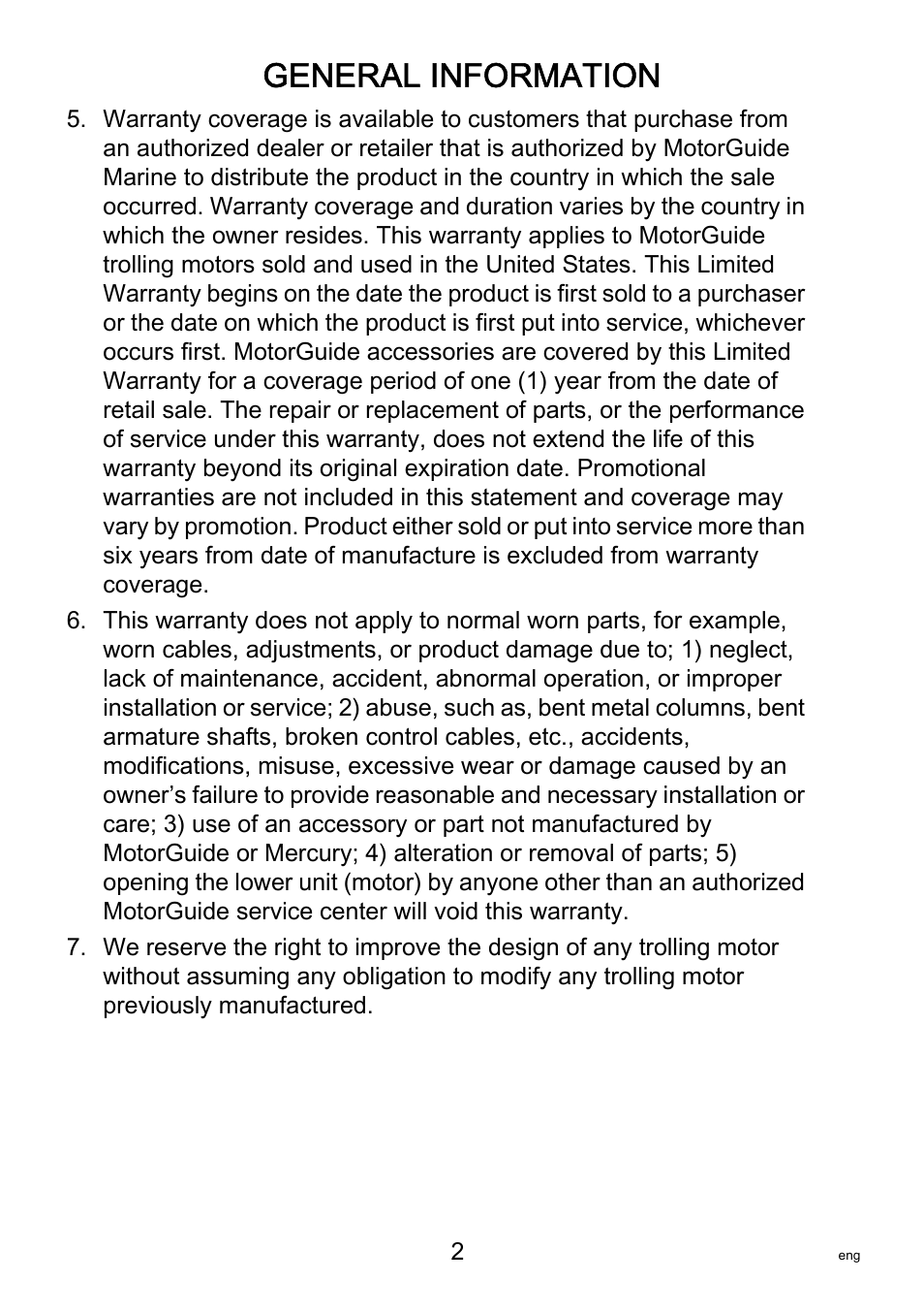General information | MotorGuide Saltwater User Manual | Page 6 / 41