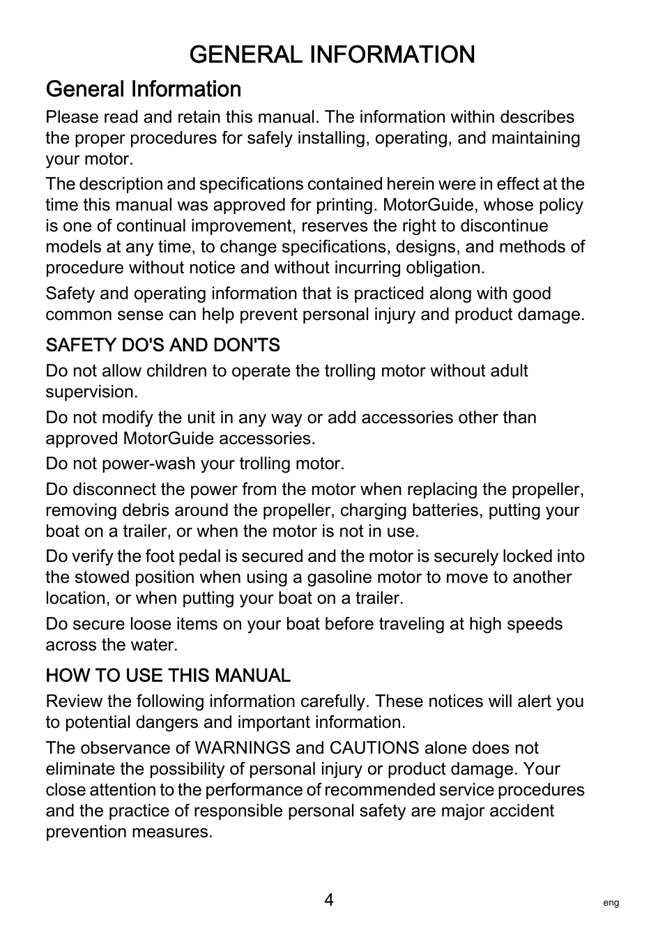 General information | MotorGuide Saltwater User Manual | Page 8 / 41