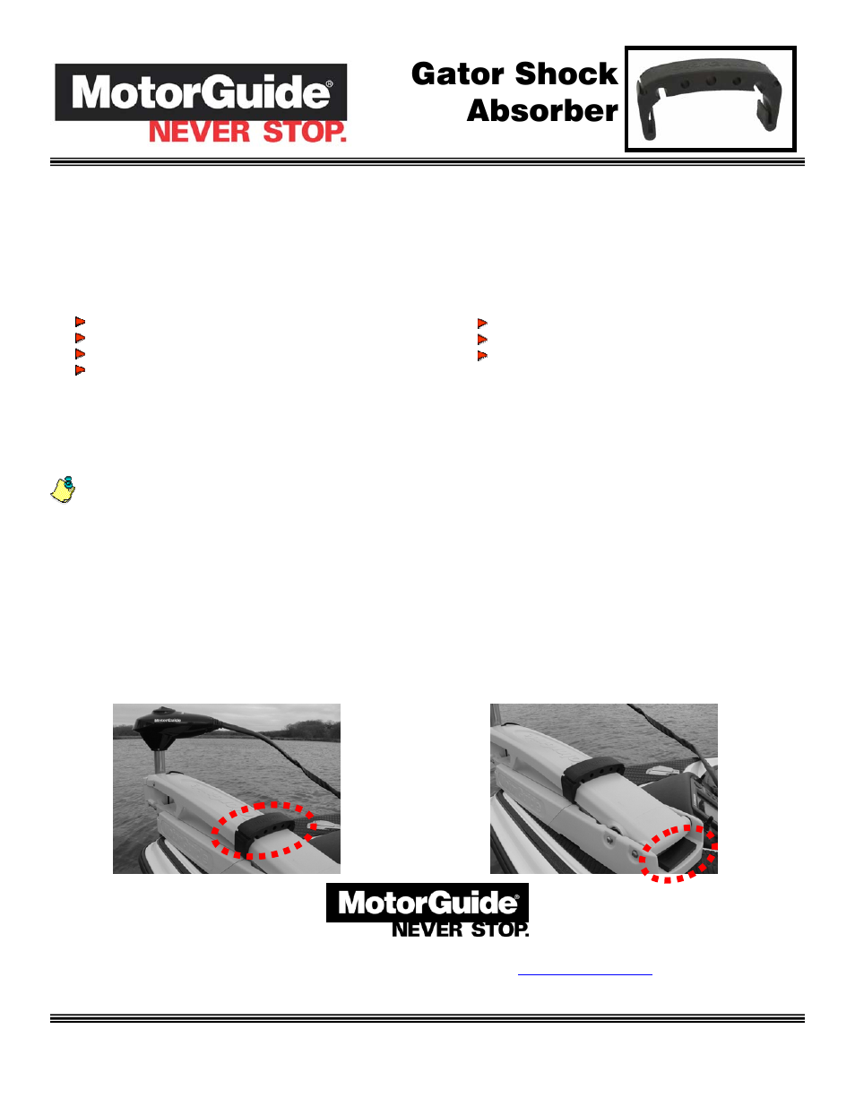 MotorGuide Gator Shock Absorber User Manual | 1 page