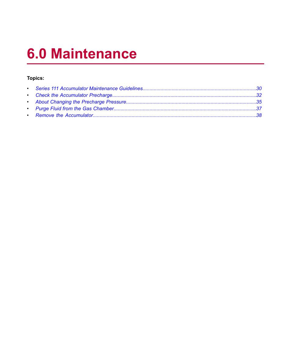 0 maintenance | MTS Series 111 Accumulator User Manual | Page 29 / 40