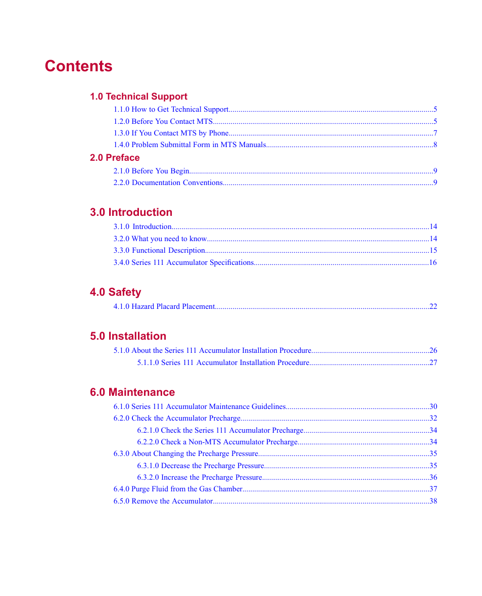 MTS Series 111 Accumulator User Manual | Page 3 / 40