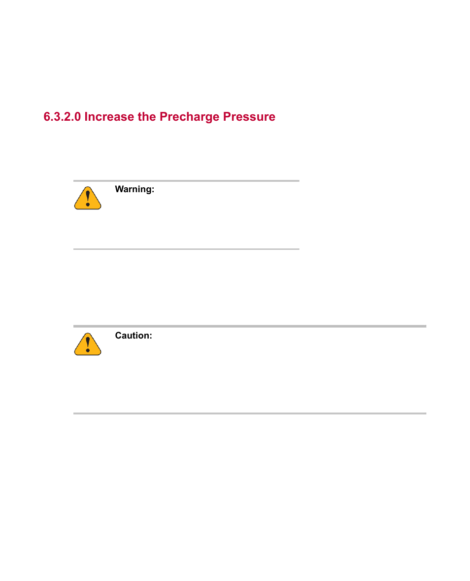 0 increase the precharge pressure | MTS Series 111 Accumulator User Manual | Page 36 / 40