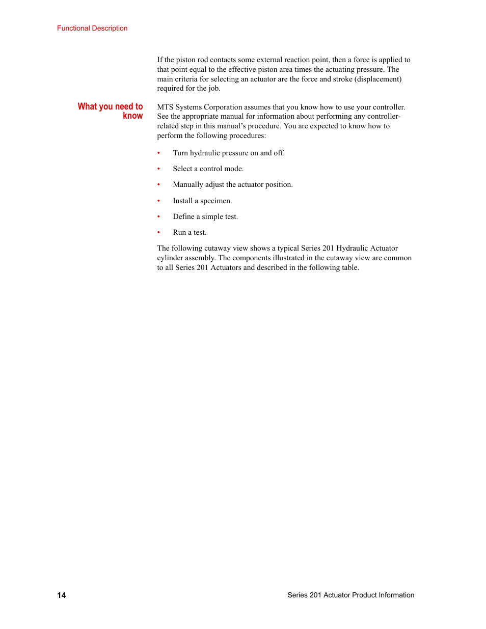 MTS Series 201 Actuators User Manual | Page 14 / 40