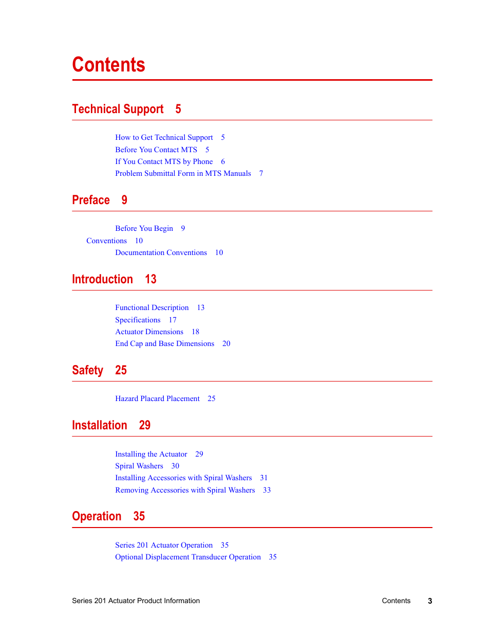MTS Series 201 Actuators User Manual | Page 3 / 40