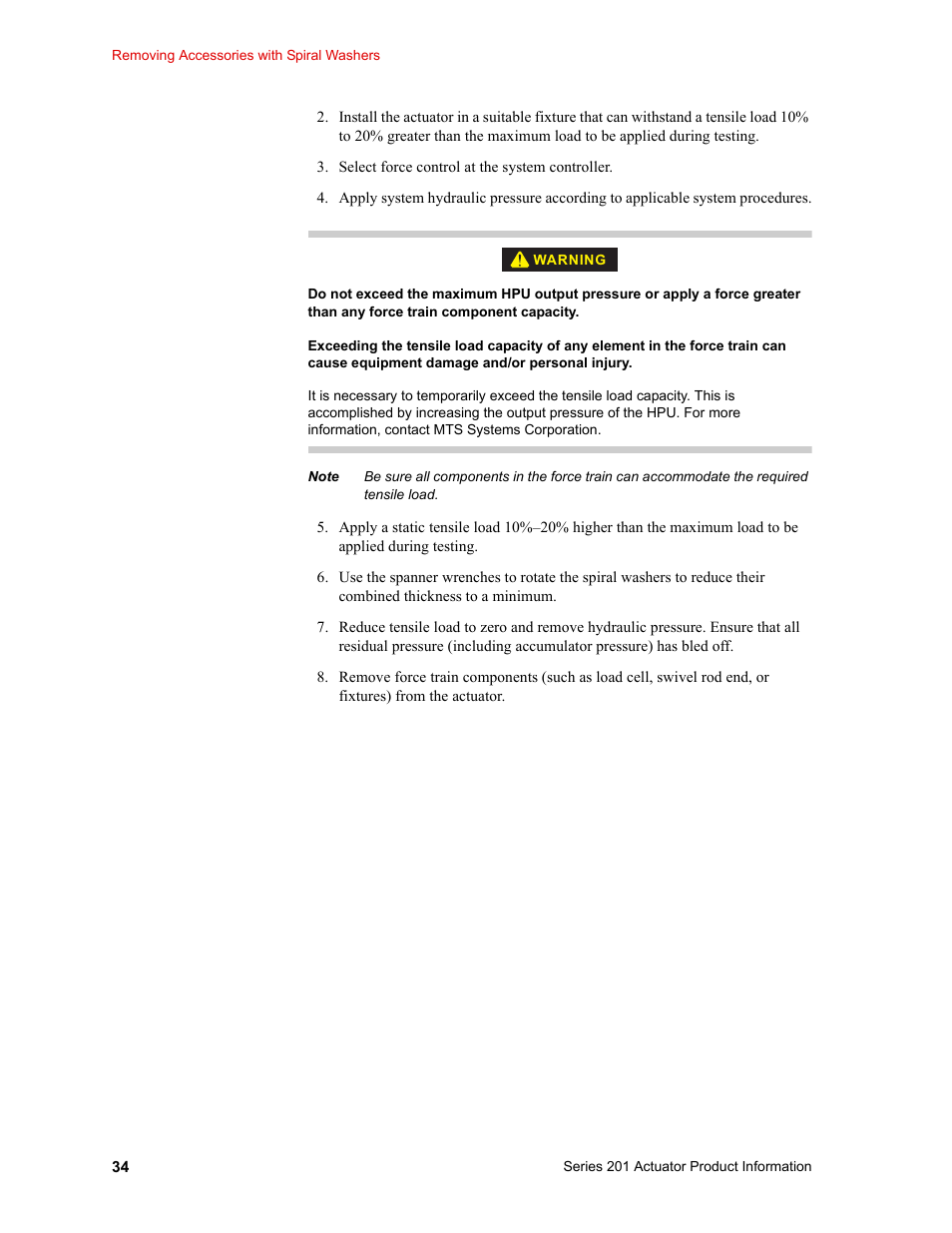 MTS Series 201 Actuators User Manual | Page 34 / 40