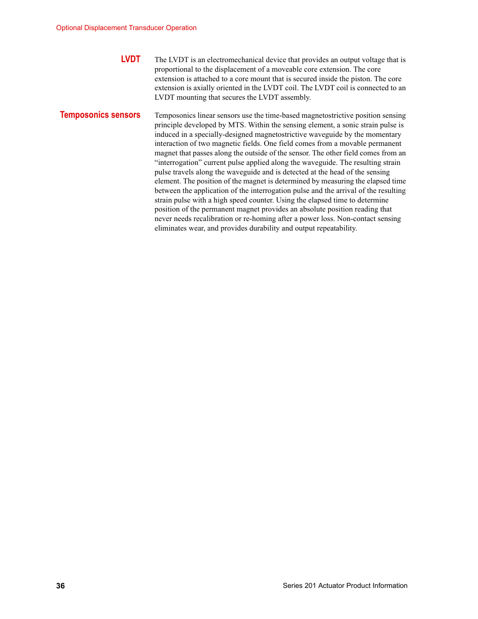 MTS Series 201 Actuators User Manual | Page 36 / 40