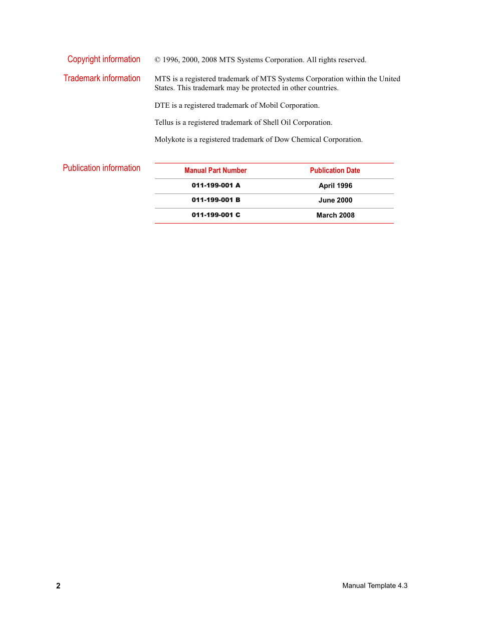 MTS Series 215 Rotary Actuator User Manual | Page 2 / 68