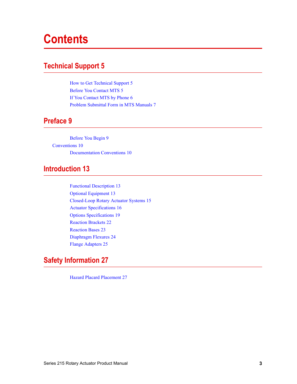 MTS Series 215 Rotary Actuator User Manual | Page 3 / 68
