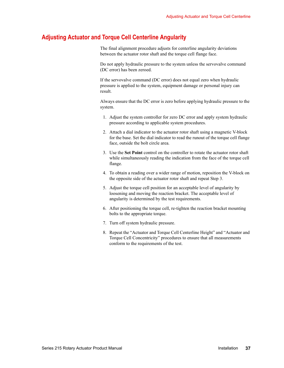 MTS Series 215 Rotary Actuator User Manual | Page 37 / 68