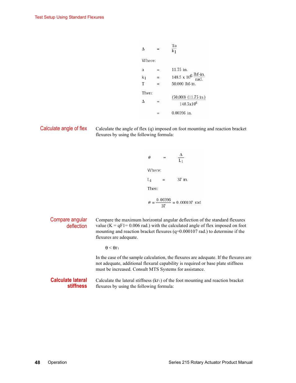 Calculate lateral stiffness | MTS Series 215 Rotary Actuator User Manual | Page 48 / 68
