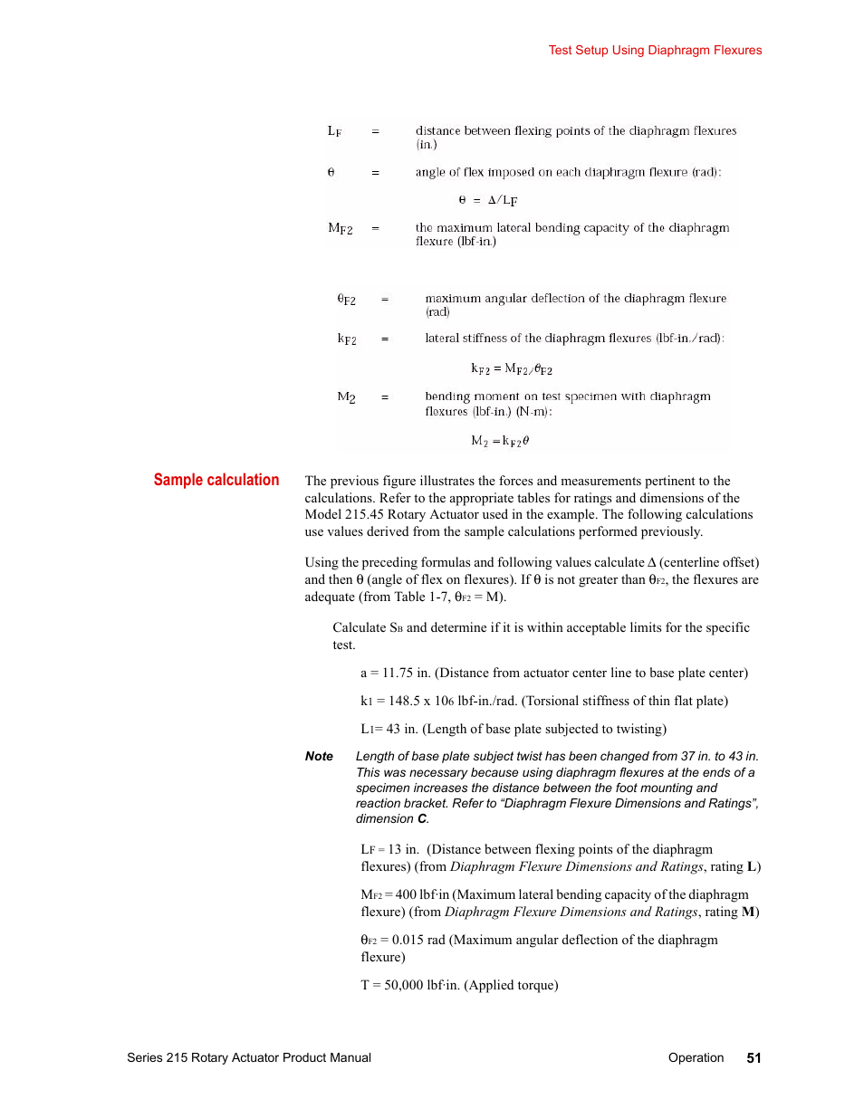 Sample calculation | MTS Series 215 Rotary Actuator User Manual | Page 51 / 68