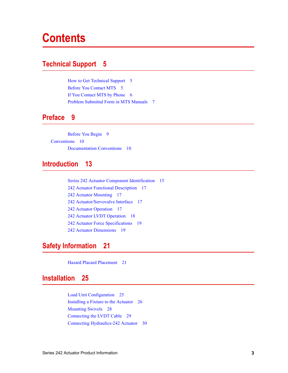 MTS Series 242 Actuators User Manual | Page 3 / 40