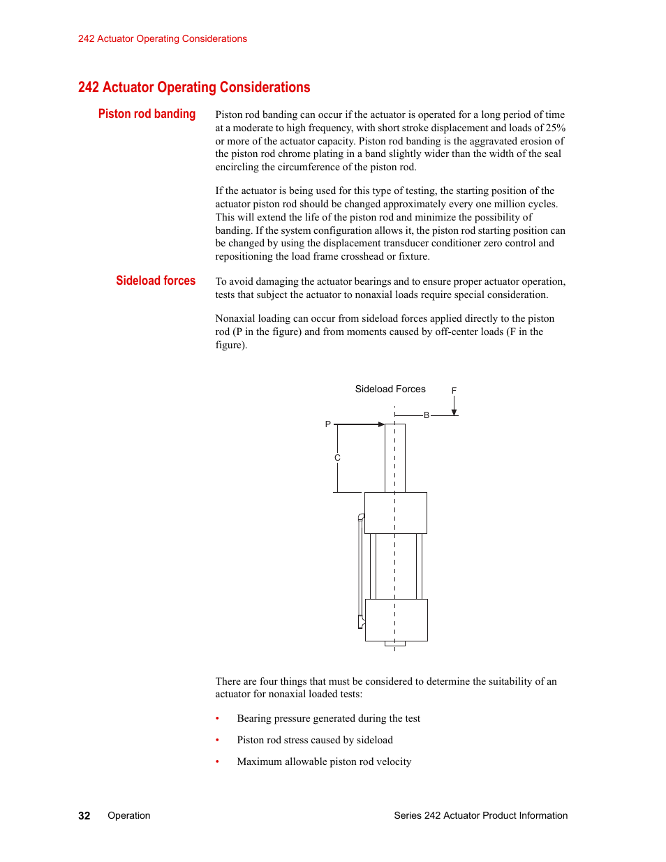 242 actuator operating considerations, 242 actuator operating considerations 32 | MTS Series 242 Actuators User Manual | Page 32 / 40