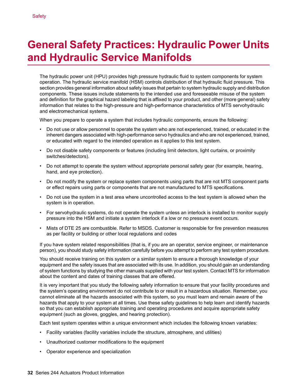 MTS Series 244 Actuators User Manual | Page 32 / 68