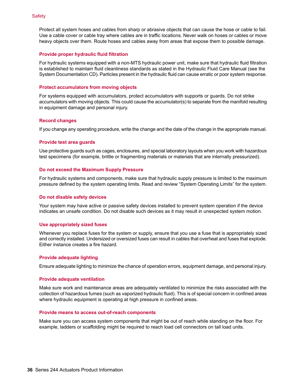 MTS Series 244 Actuators User Manual | Page 36 / 68