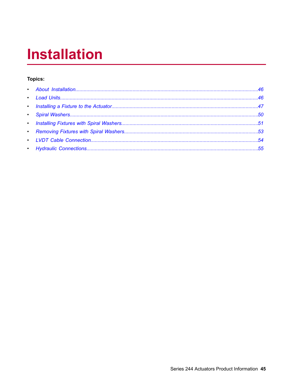 Installation | MTS Series 244 Actuators User Manual | Page 45 / 68