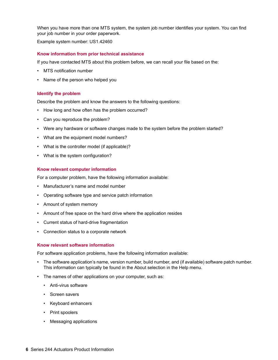 MTS Series 244 Actuators User Manual | Page 6 / 68