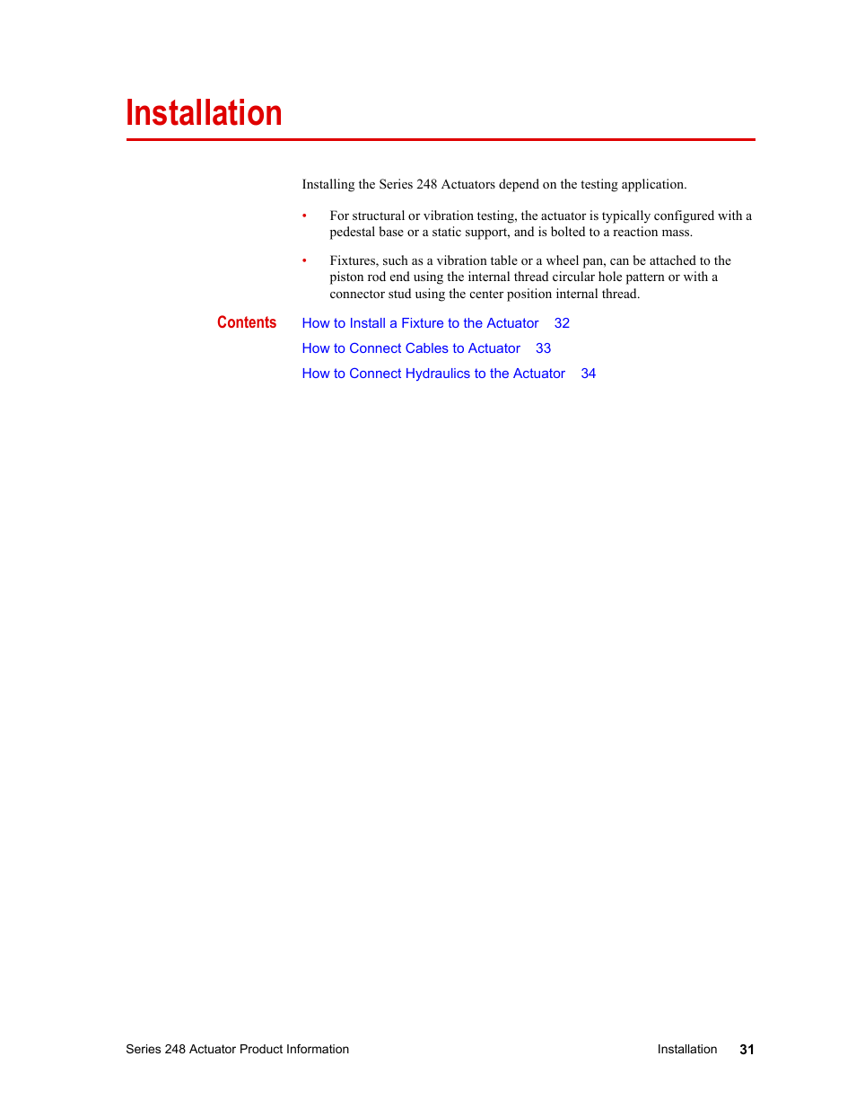 Installation | MTS Series 248 Actuators User Manual | Page 31 / 46