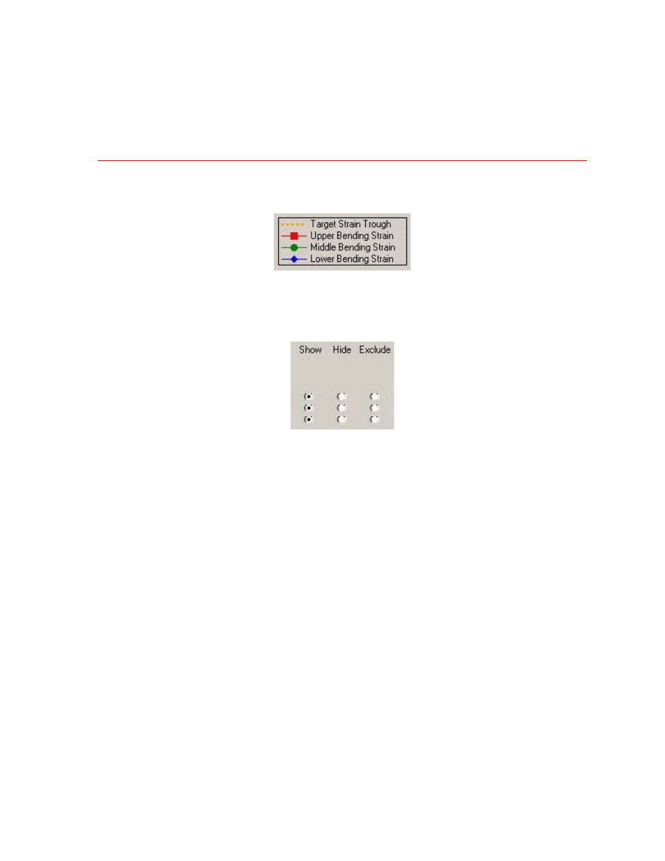 Legend, Symbols, Show/hide/exclude | Legend 117 | MTS 709 Alignment System User Manual | Page 117 / 158