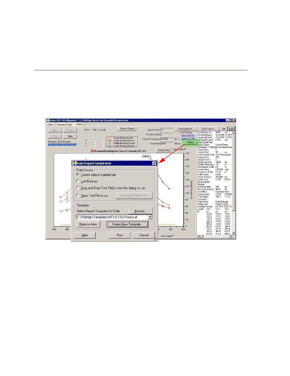 Run report generator, Run report generator 130 | MTS 709 Alignment System User Manual | Page 130 / 158