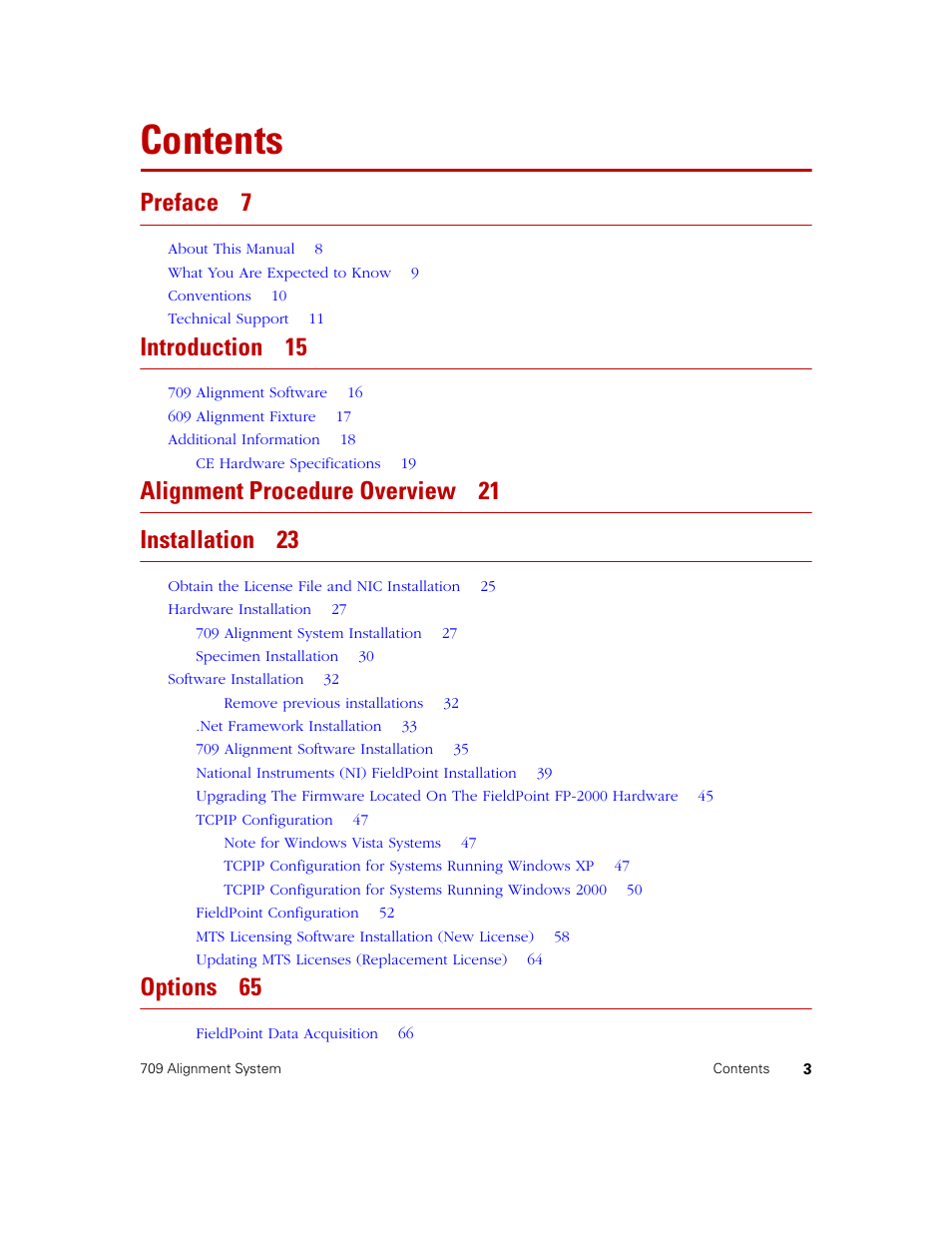 MTS 709 Alignment System User Manual | Page 3 / 158