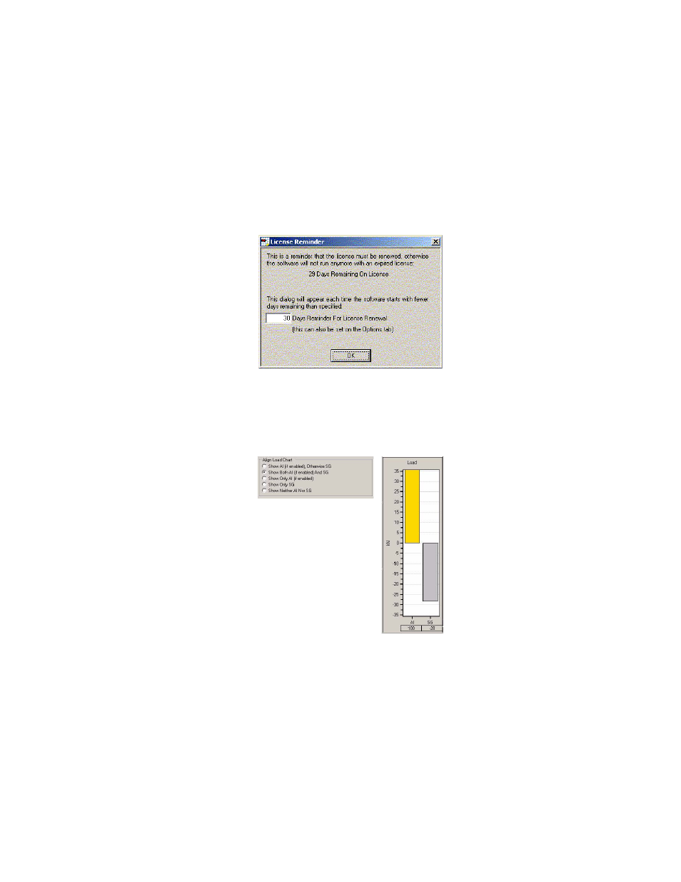 Display units, Days reminder for license renewal, Align load chart | MTS 709 Alignment System User Manual | Page 71 / 158