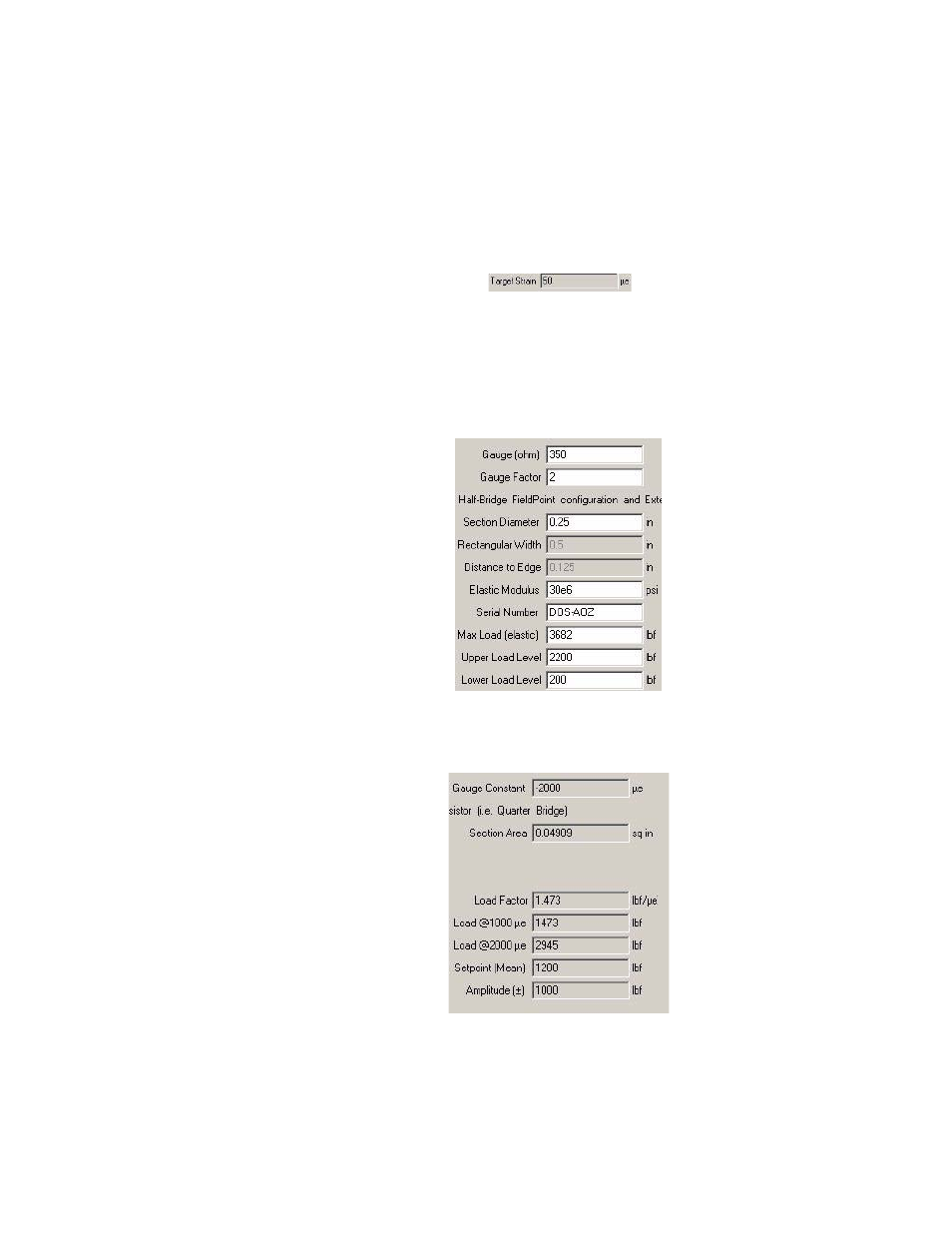 Target strain, Specimen parameters | MTS 709 Alignment System User Manual | Page 78 / 158
