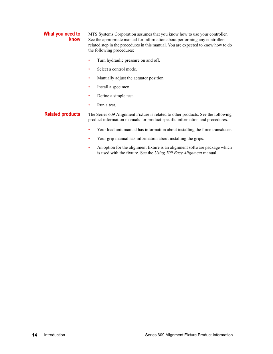 MTS Series 609 Alignment Fixture User Manual | Page 14 / 70