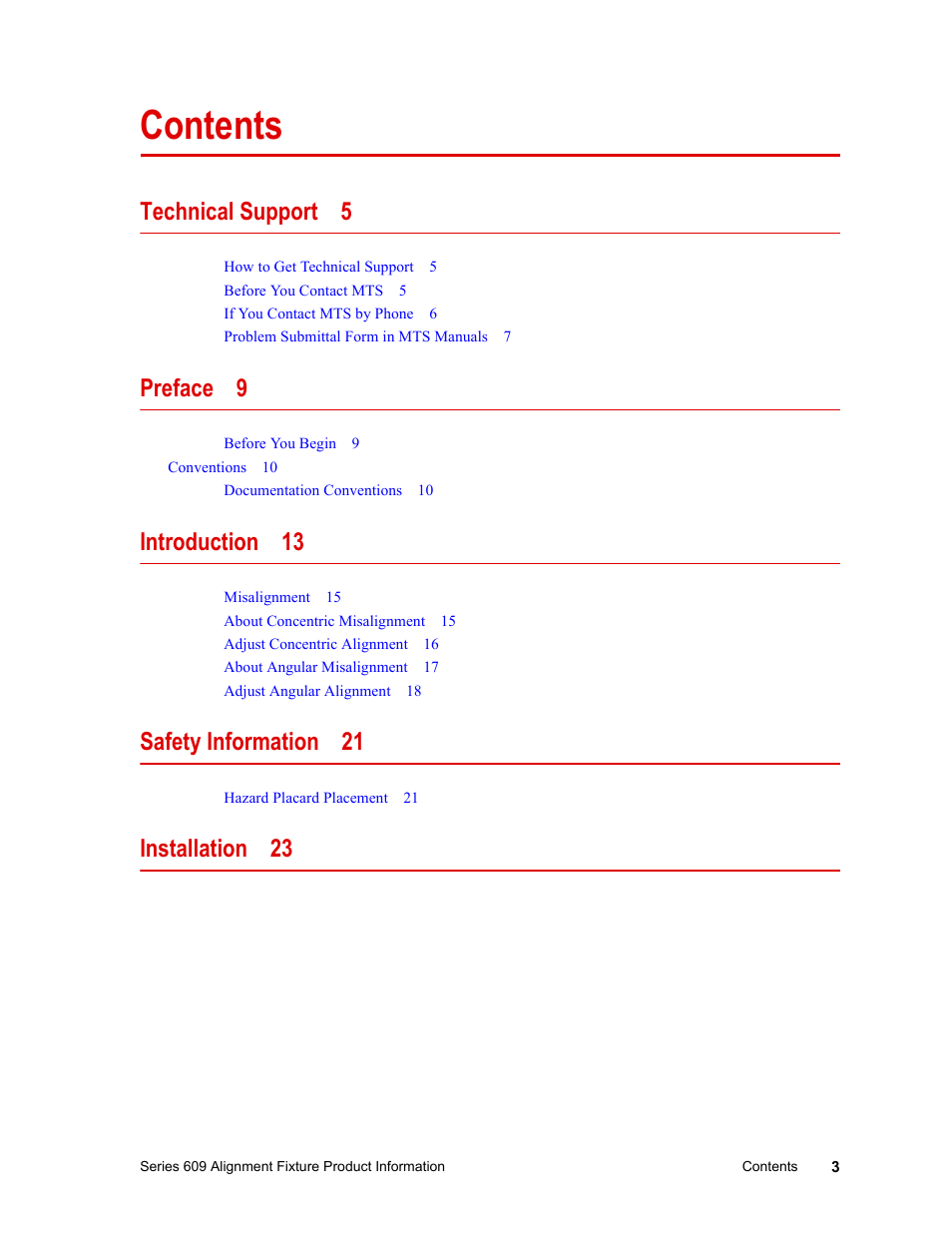 MTS Series 609 Alignment Fixture User Manual | Page 3 / 70