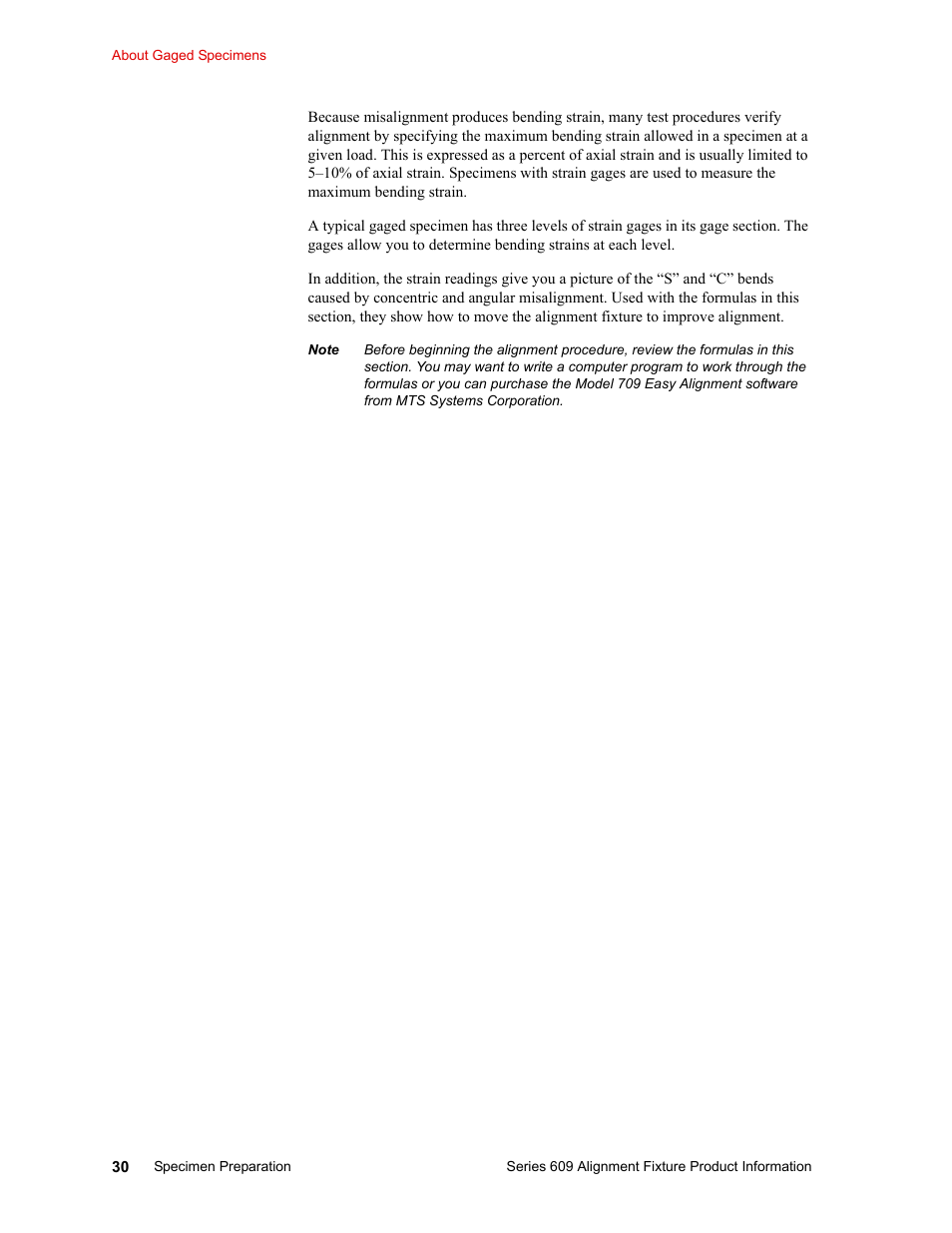MTS Series 609 Alignment Fixture User Manual | Page 30 / 70