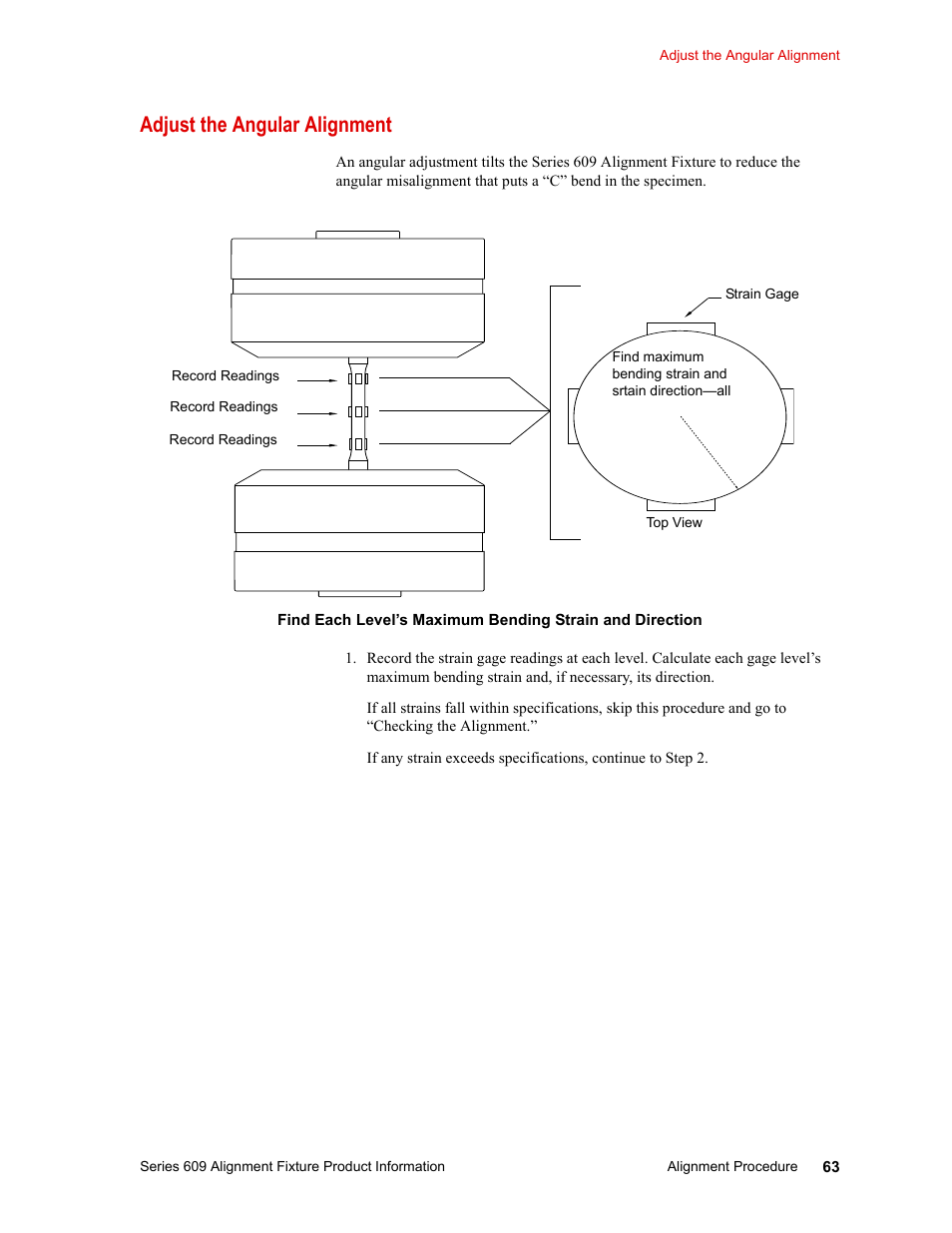 Adjust the angular alignment, Adjust the angular alignment 63 | MTS Series 609 Alignment Fixture User Manual | Page 63 / 70