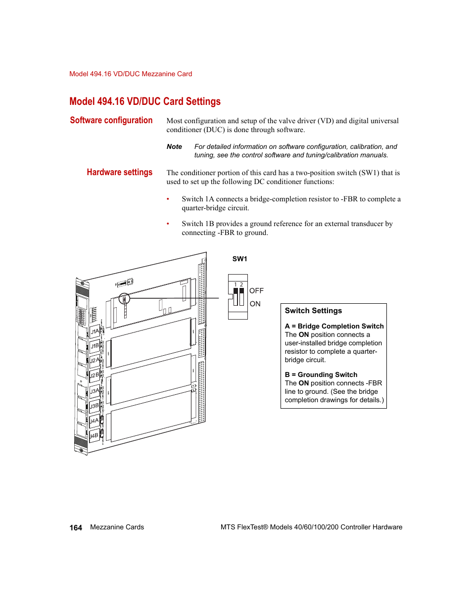 Model 494.16 vd/duc card settings | MTS FlexTest Models 200 User Manual | Page 164 / 344