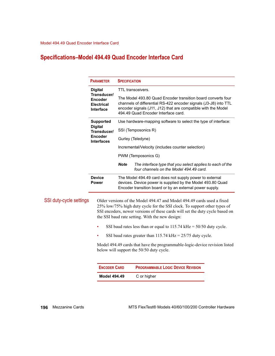 Ssi duty-cycle settings | MTS FlexTest Models 200 User Manual | Page 196 / 344