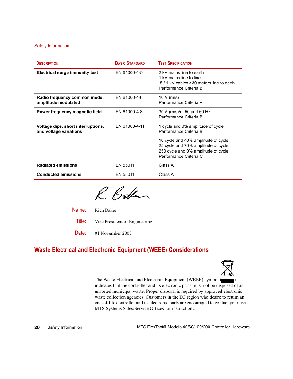 Name, Title, Date | MTS FlexTest Models 200 User Manual | Page 20 / 344