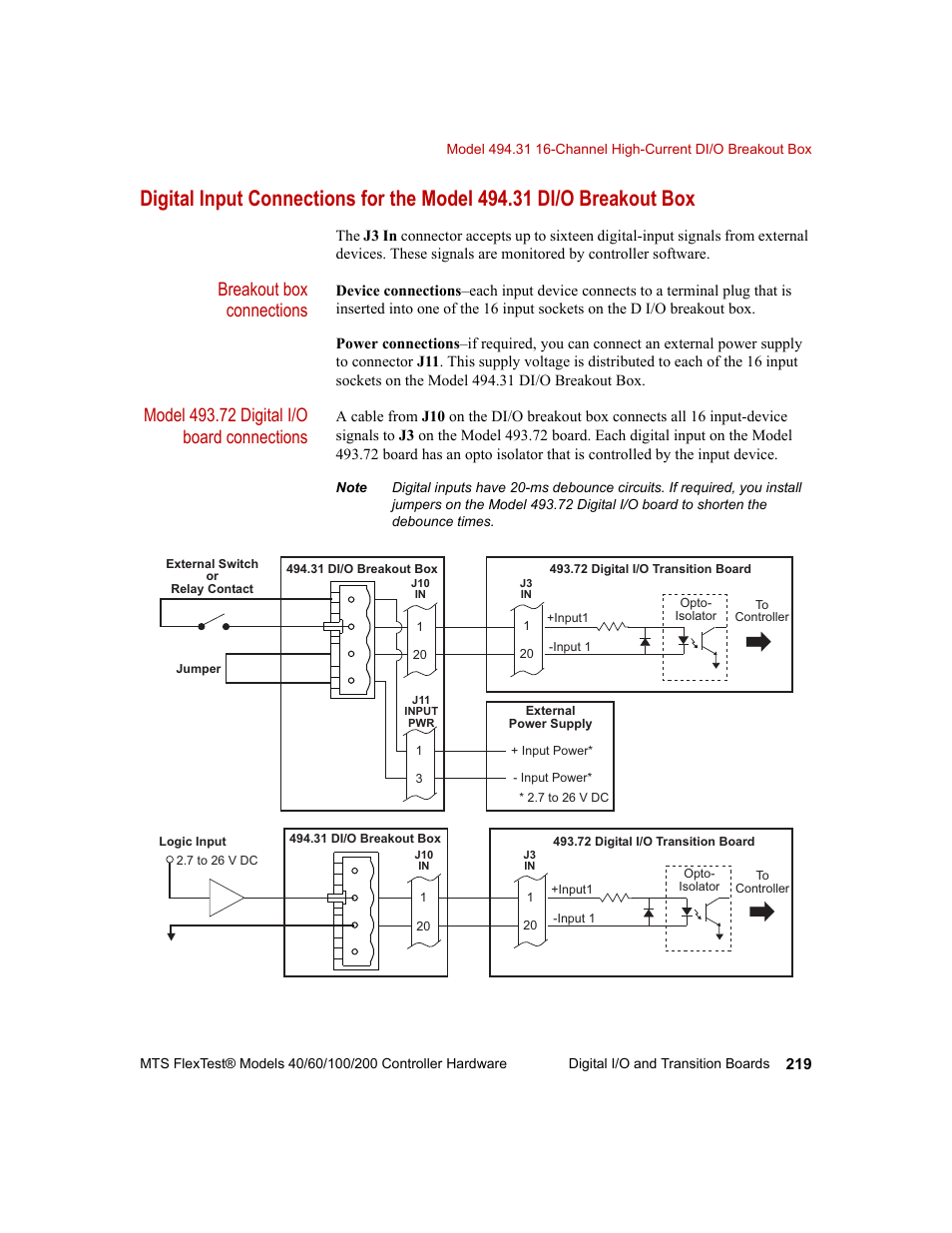 Breakout box connections | MTS FlexTest Models 200 User Manual | Page 219 / 344