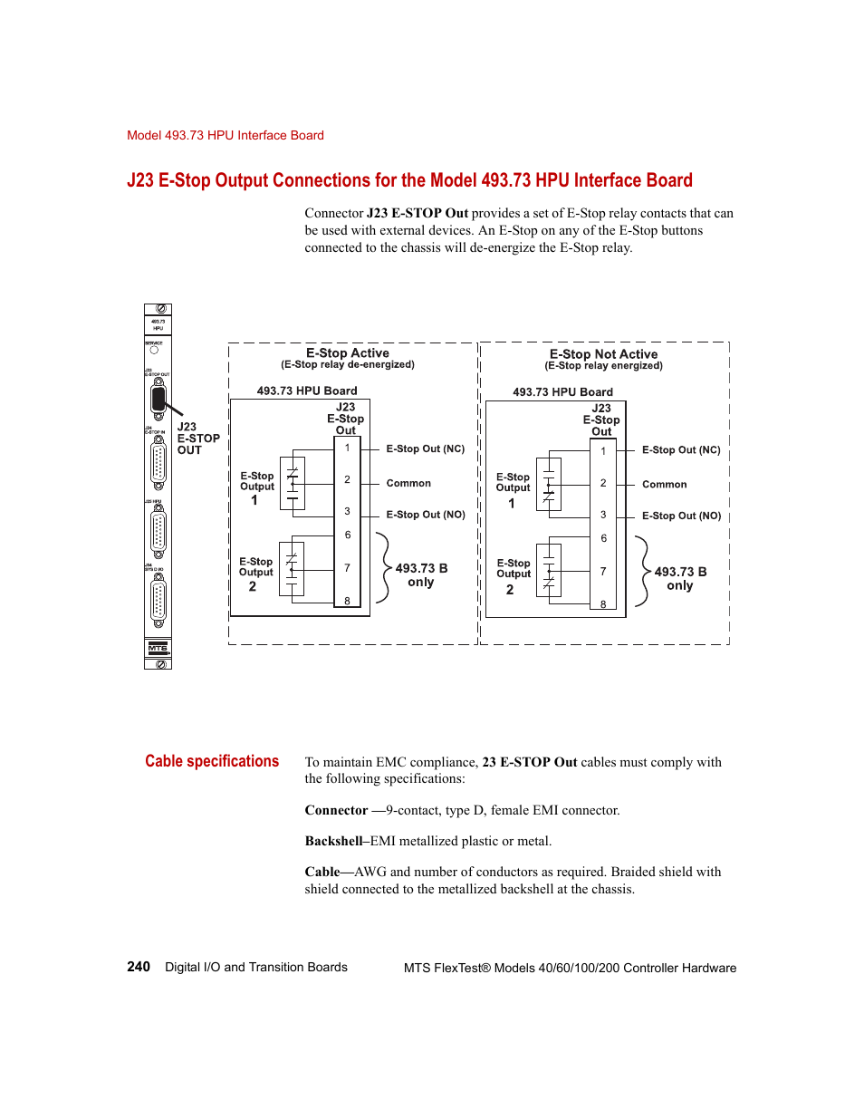 Cable specifications | MTS FlexTest Models 200 User Manual | Page 240 / 344