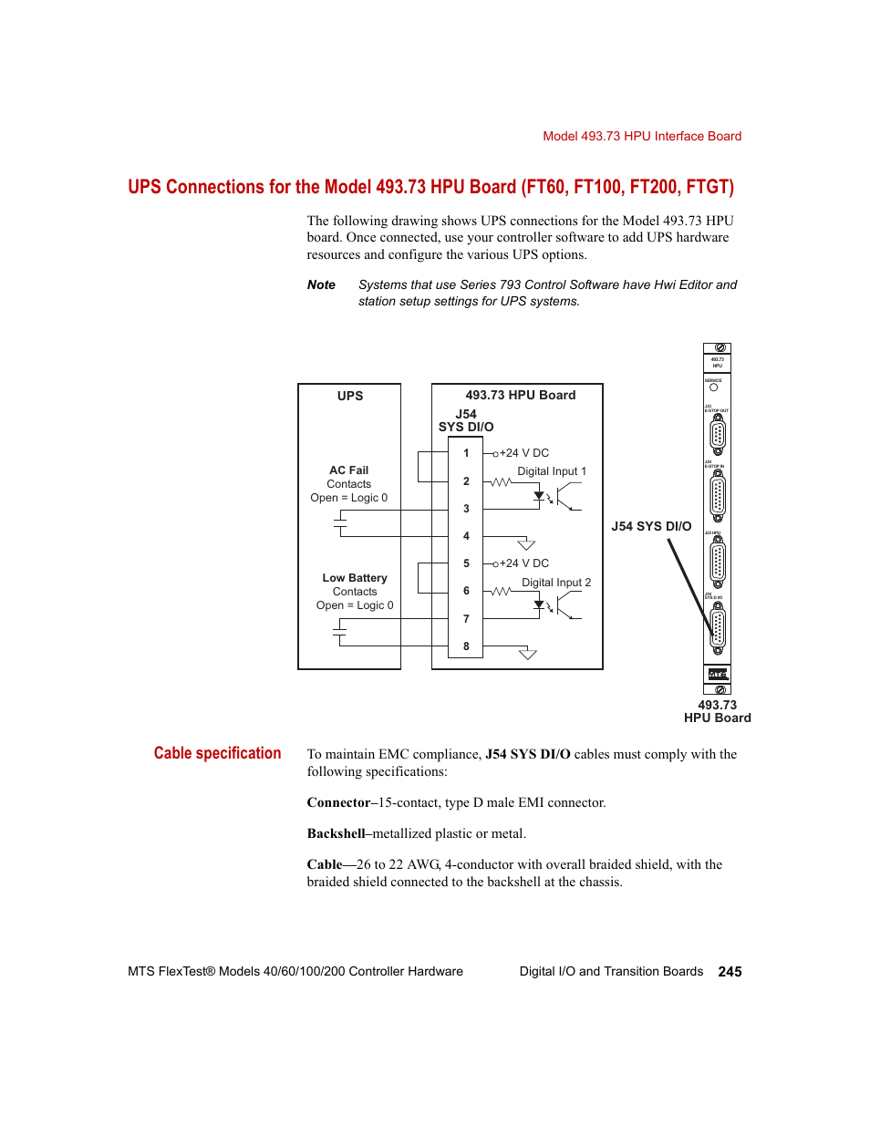 Cable specification | MTS FlexTest Models 200 User Manual | Page 245 / 344