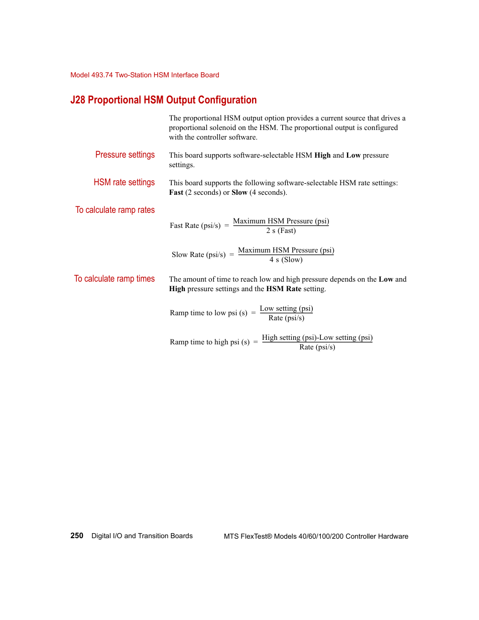 J28 proportional hsm output configuration | MTS FlexTest Models 200 User Manual | Page 250 / 344